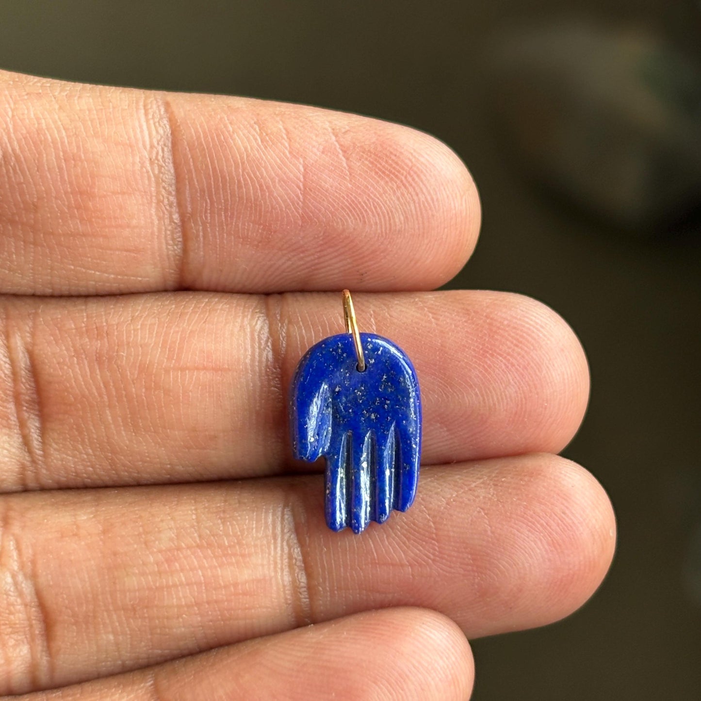 Gemstone Hamsa Hand Charm Pendant 14k Solid Gold Loop For Chains - Healing Stone Spiritual Pendant - Meaningful Jewelry Gift