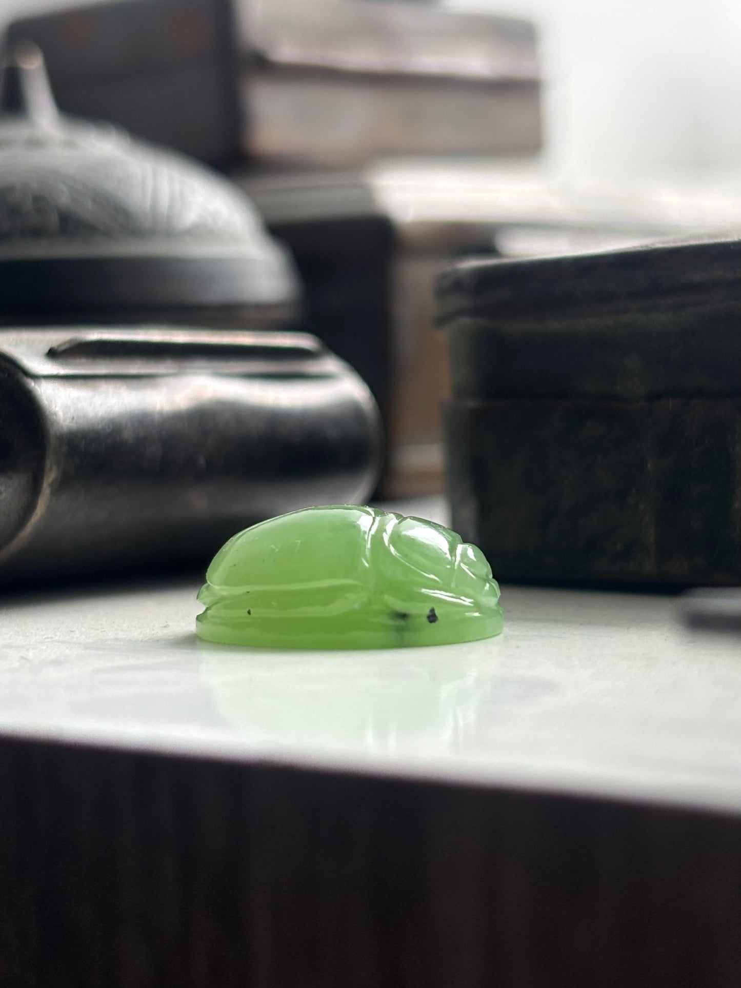 Nephrite Jade Scarab 16X12mm Oval