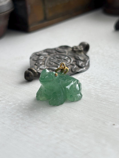 Handcarved Green Aventurine Pendant | Solid Gold Bail & Loop | Natural Gemstone Necklace | Healing Crystal Jewelry
