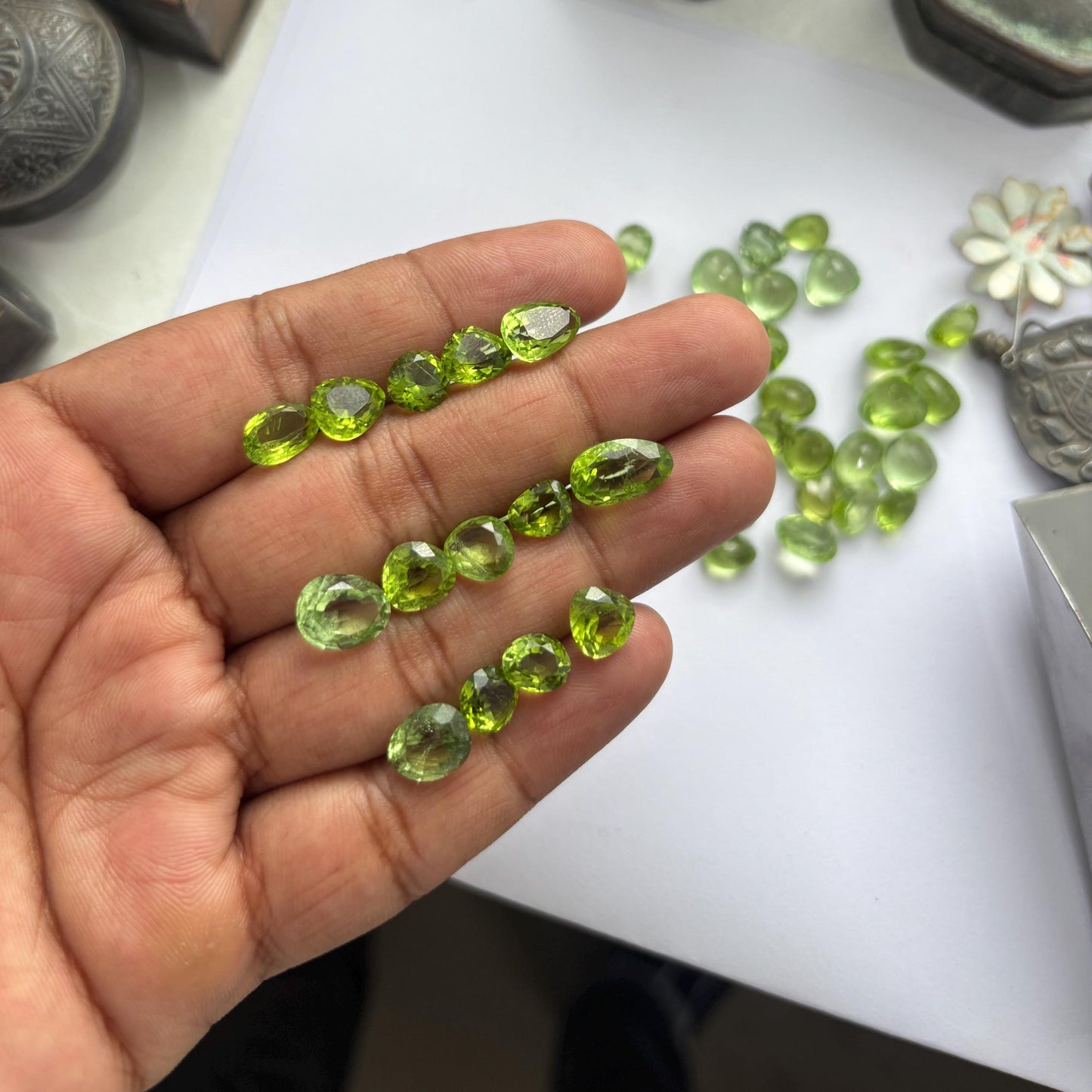 Faceted Green Peridot | Uneven Cut Loose Gems for Handmade Jewelry