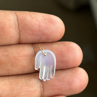 Gemstone Hamsa Hand Charm Pendant 14k Solid Gold Loop For Chains  - Healing Stone Spiritual Pendant - Meaningful Jewelry Gift