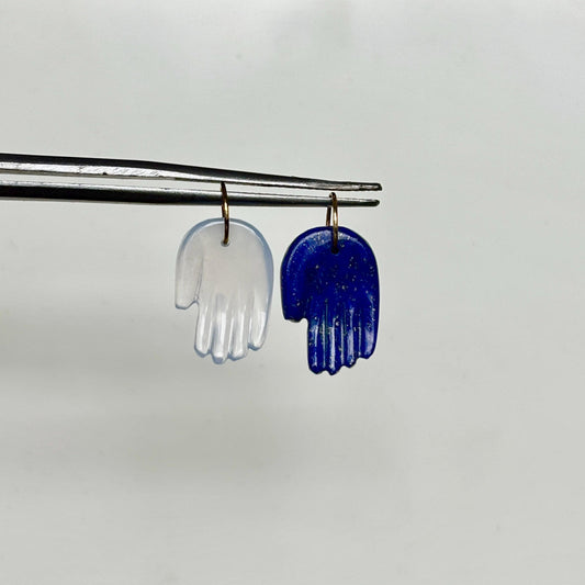 Gemstone Hamsa Hand Charm Pendant 14k Solid Gold Loop For Chains  - Healing Stone Spiritual Pendant - Meaningful Jewelry Gift