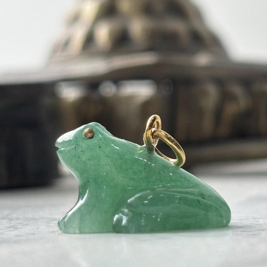 Handcarved Green Aventurine Pendant | Solid Gold Bail & Loop | Natural Gemstone Necklace | Healing Crystal Jewelry