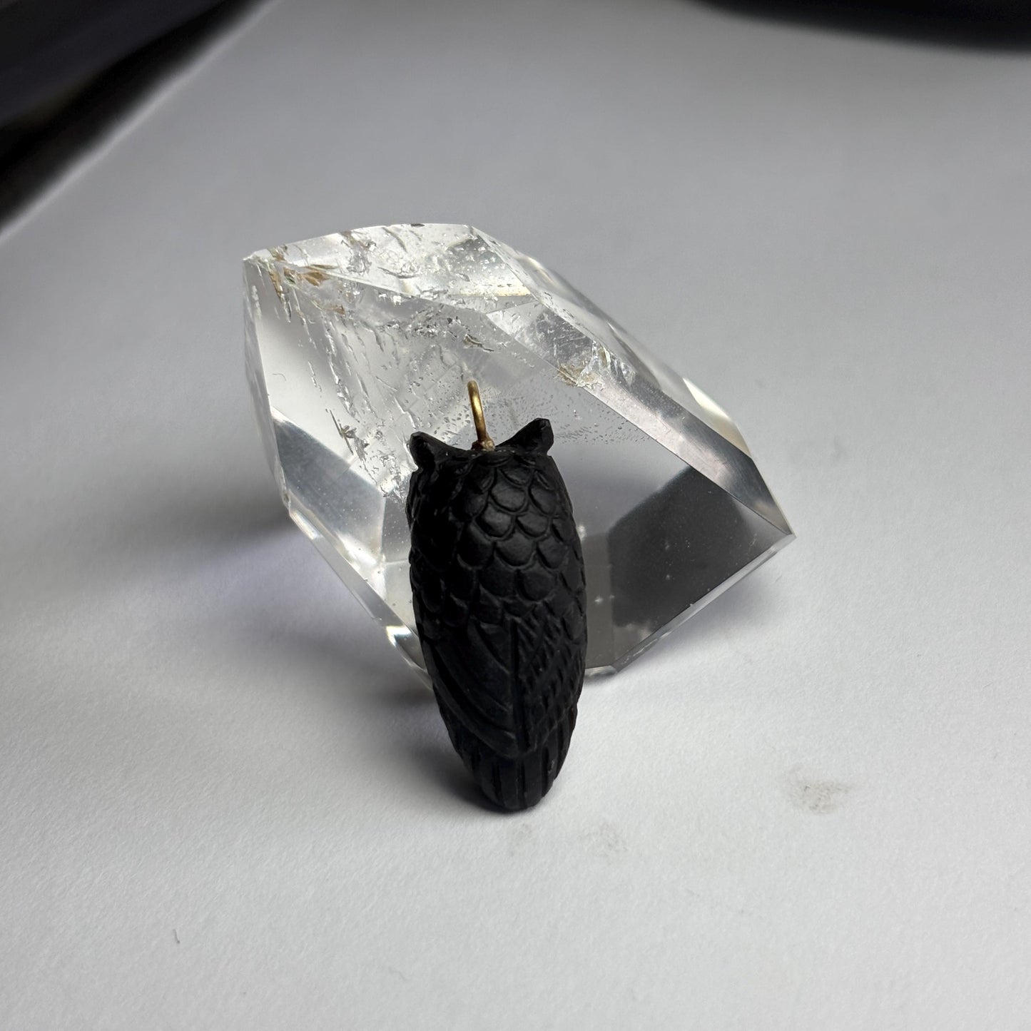 Black Onyx Owl Pendant in Solid Gold & Silver with Diamond Eyes – Handcarved Owl Charm – Fine Gemstone Animal Jewelry – Gold Owl Necklace