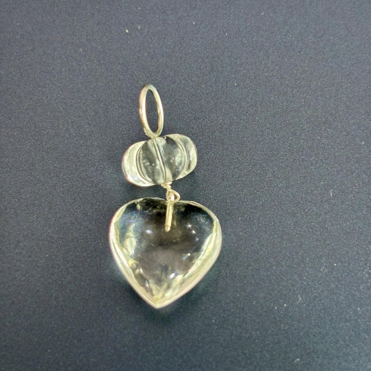 Handcarved Gemstone Pendant | Natural Melon Bead & Heart Charm | Unique Gemstone Necklace | Healing Crystal Jewelry Gift for Her