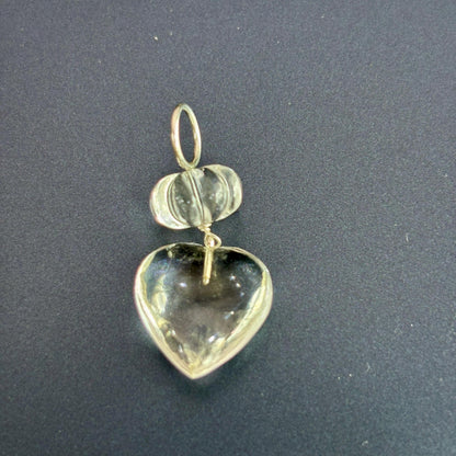Handcarved Gemstone Pendant | Natural Melon Bead & Heart Charm | Unique Gemstone Necklace | Healing Crystal Jewelry Gift for Her